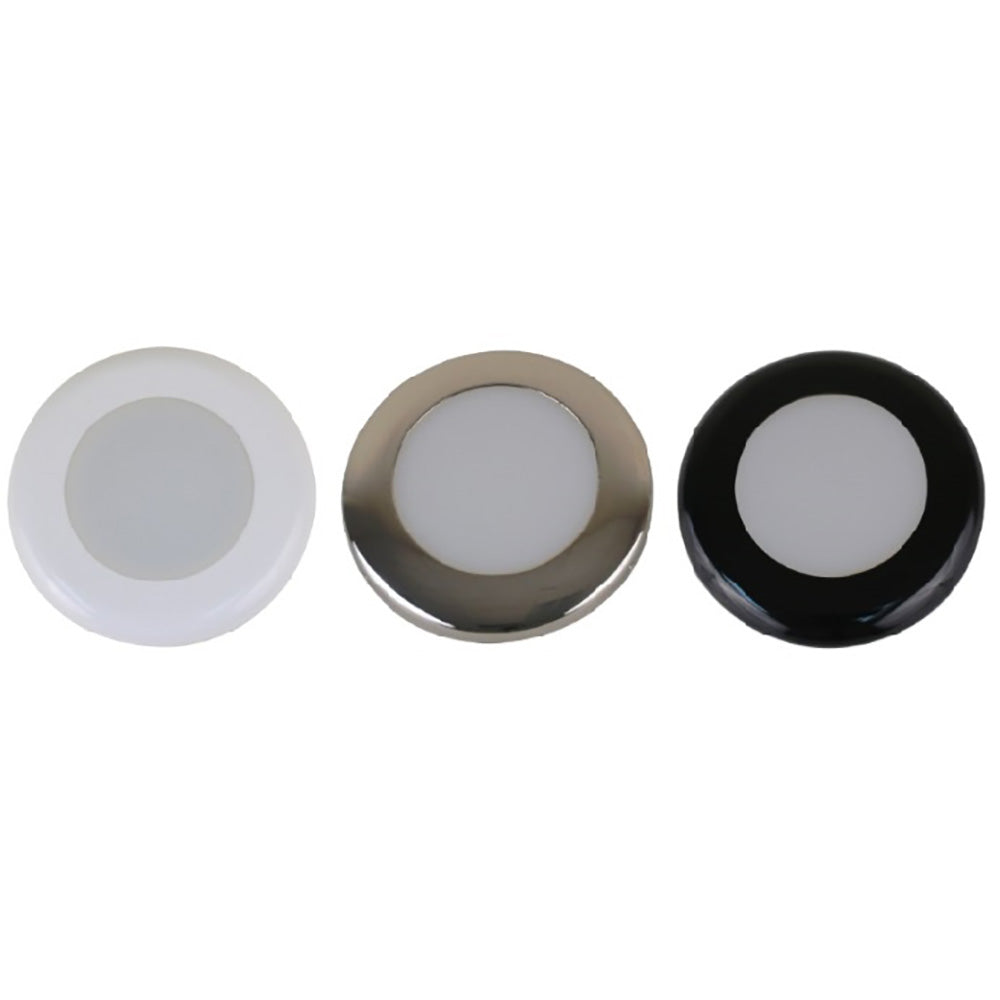Scandvik A3C Downlight Kit - Warm White w/SS, White, Black Trim Rings