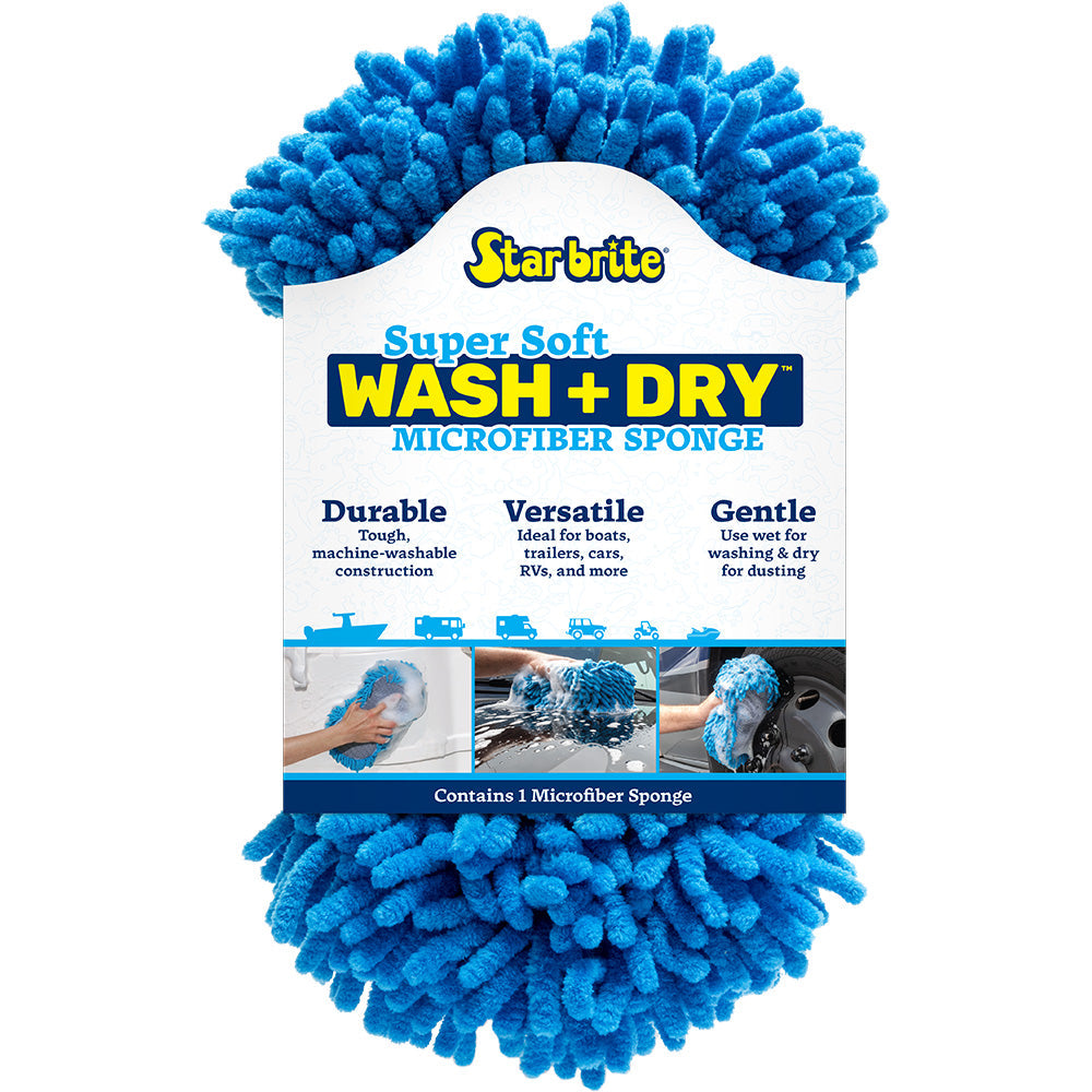 Star brite Microfiber Reggae Sponge - Blue, Dual-Sided Scrubbing Dusting