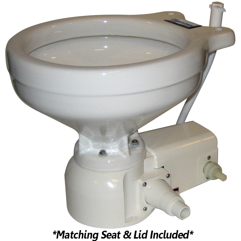 Raritan Sea Era QC Toilet - Marine Size - Freshwater Solenoid - Straight 90 Discharge - Smart Toilet Control - 12v