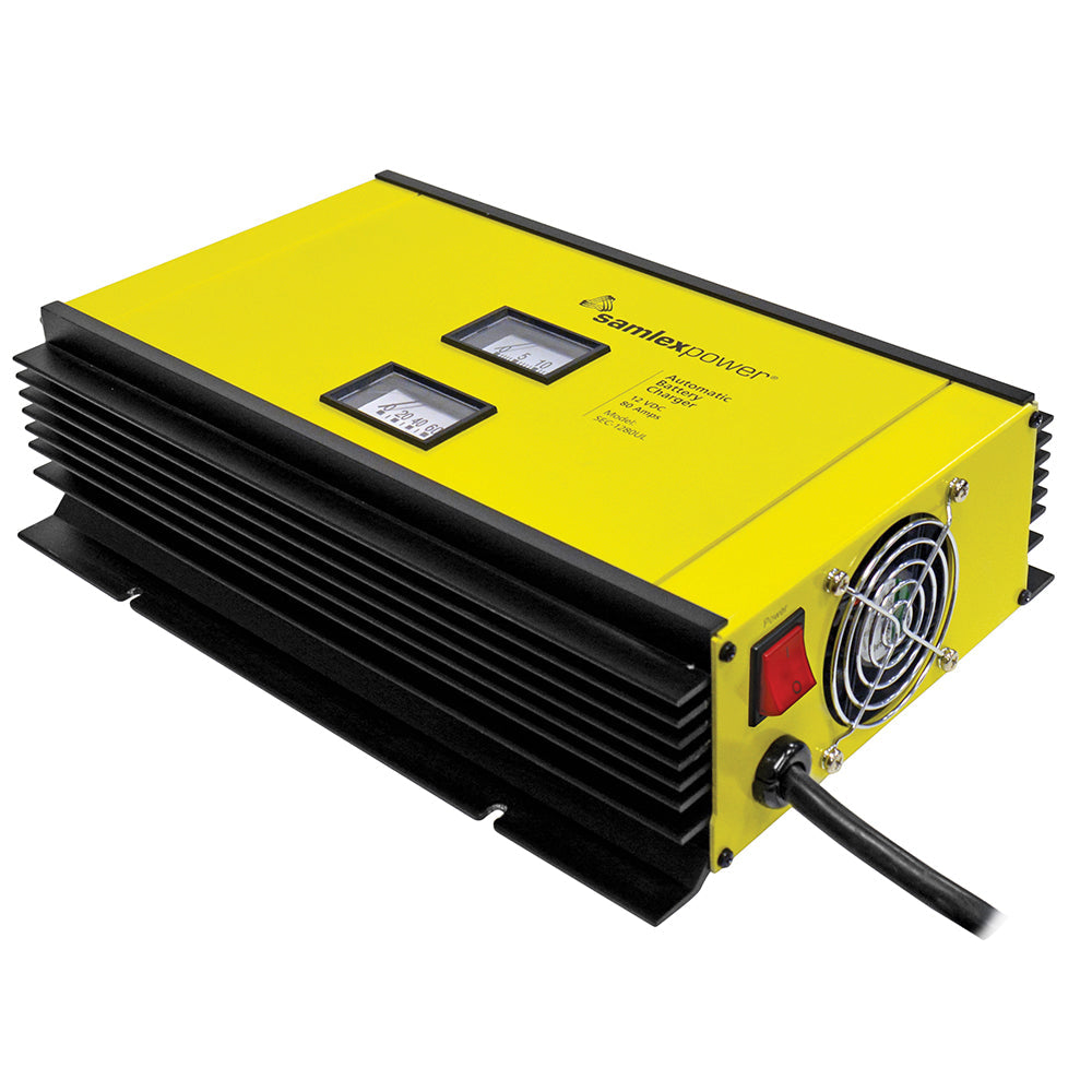 Samlex 80A Battery Charger - 12V - 2-Bank - 3-Stage w/Dip Switch Lugs - Includes Temp Sensor