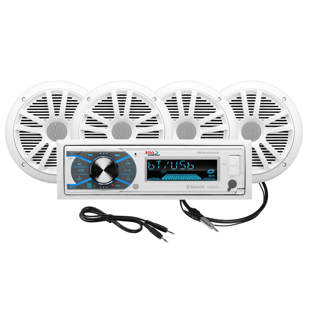 Boss Audio MCK632WB.64 Marine Stereo 2 Pairs of 6.5" Speaker Kit - White
