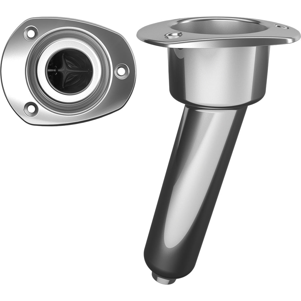 Mate Series Stainless Steel 15 Rod Cup Holder - Drain - Oval Top