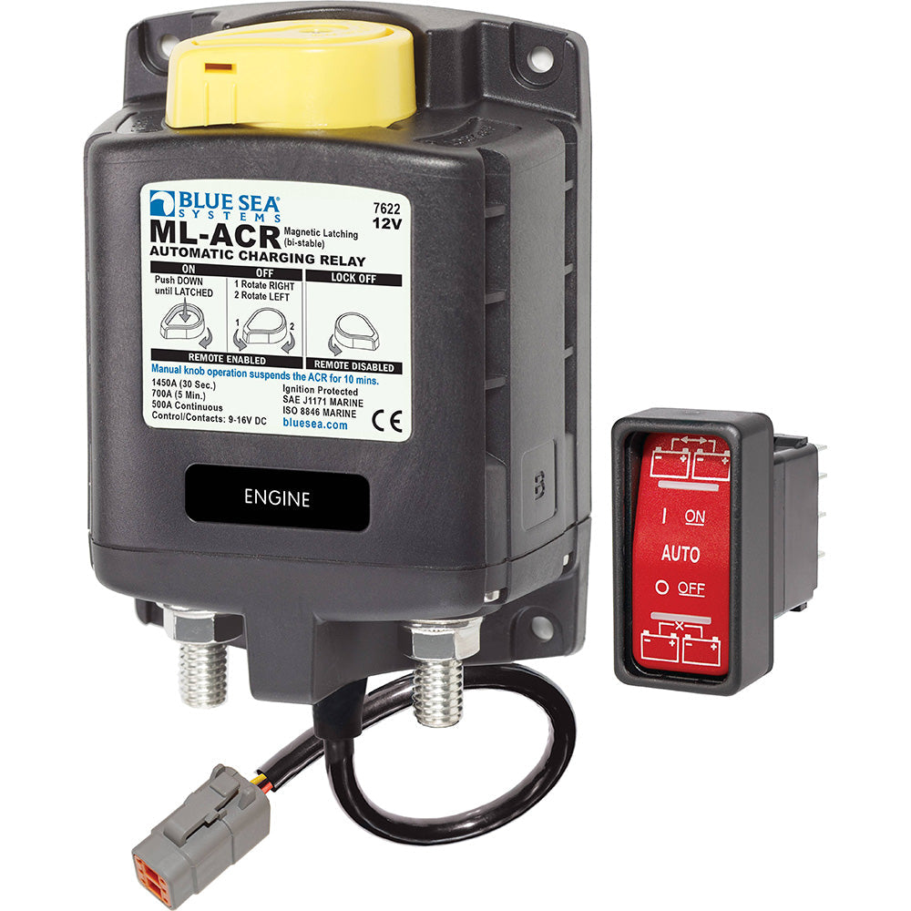Blue Sea 7622100 ML ACR Charging Relay 12V 500A w/Manual Control Deutsch Connector