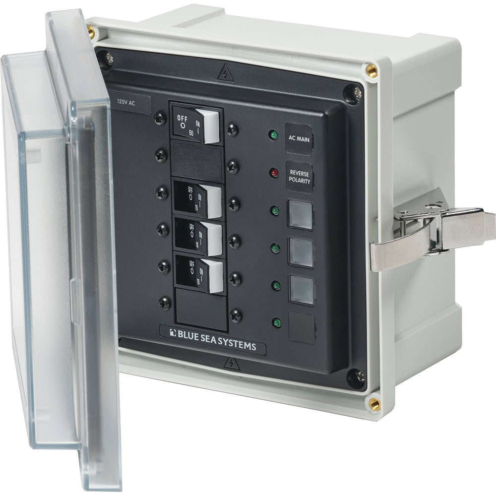 Blue Sea 3130 - SMS Panel Enclosure w/Main 3 Branch (15A) - 120V AC