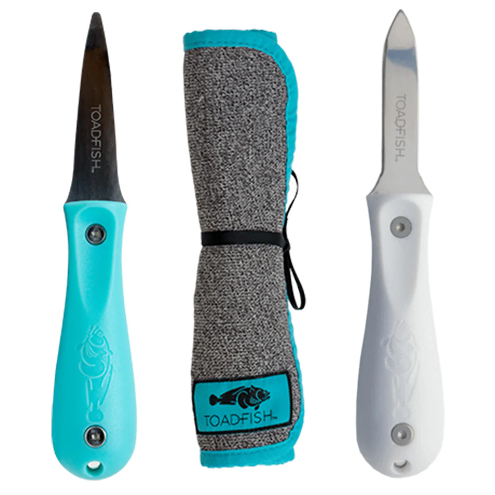 Toadfish Shuckers Bundle - Put Em Back Oyster Knife, Professional Oyster Knife Cut-Proof Shucking Cloth