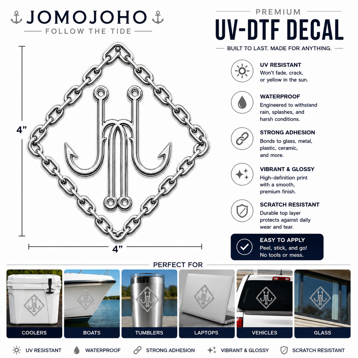 Hook & Chain™ Silver Edition UV-DTF Decal (No Background)