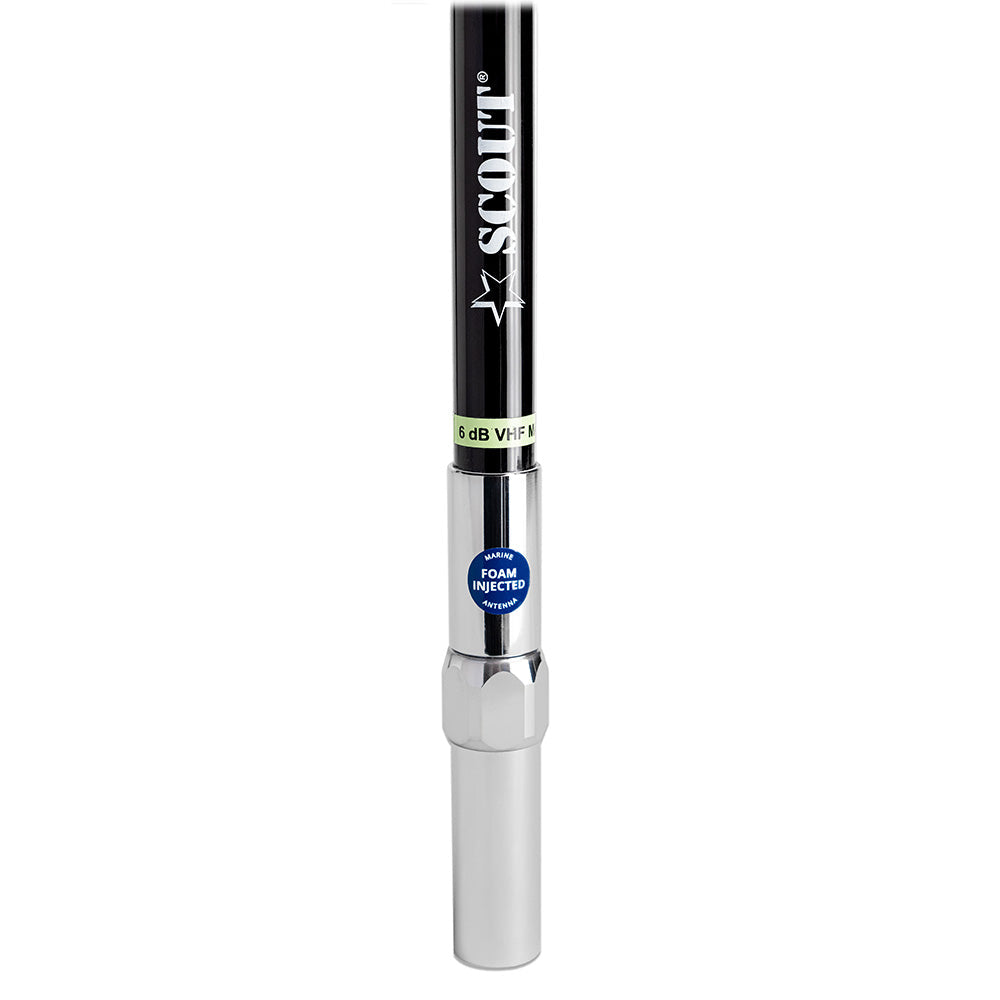 Scout 8' QuickFit Black VHF Antenna w/5M Cable + FME Quick 6 Foam Filled 6db Solid Brass  Copper Element