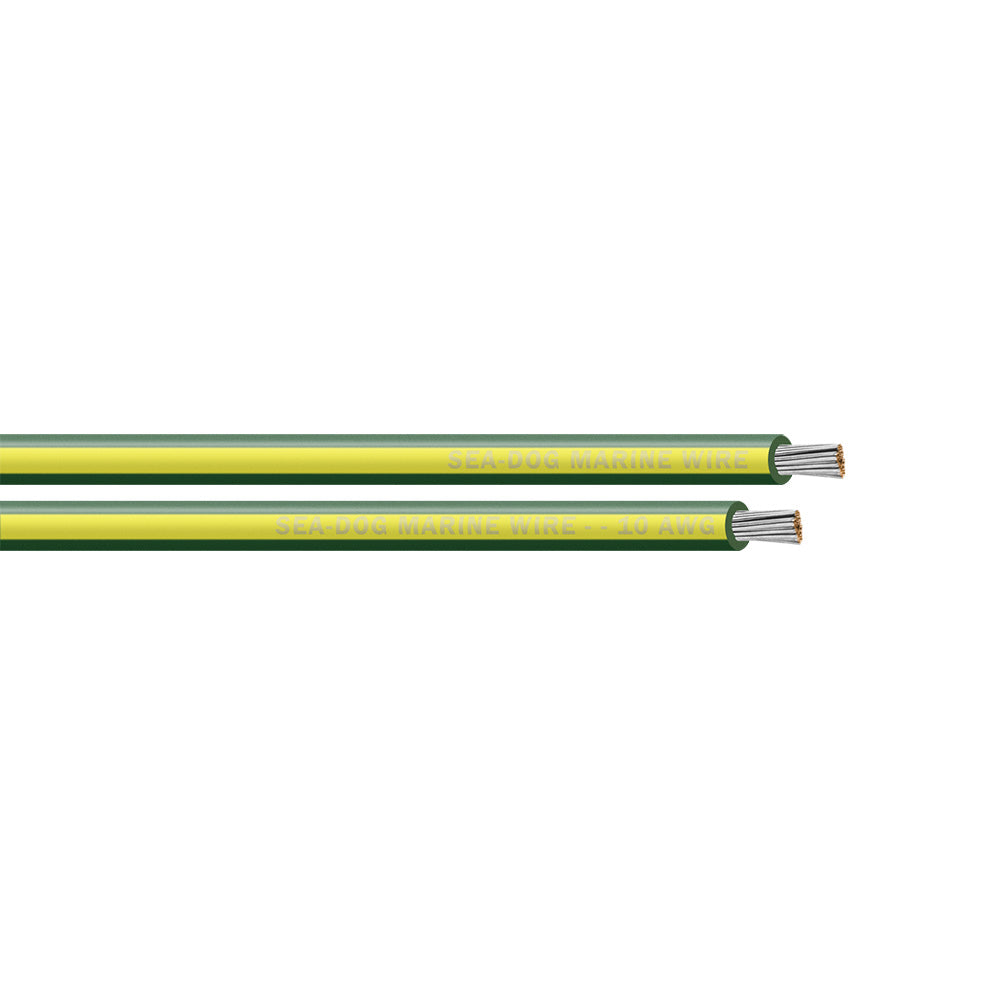Sea-Dog 10 AWG Green/Yellow Stripe Primary Wire - 500'