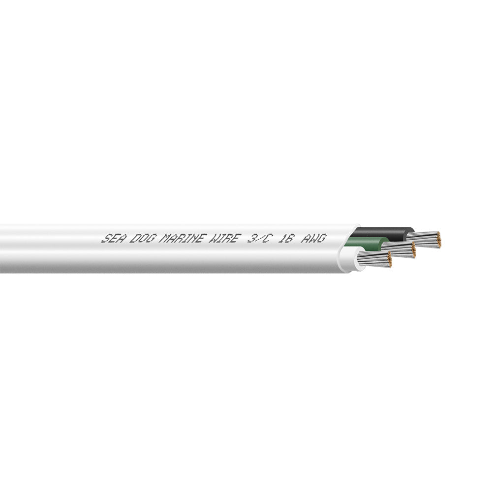 Sea-Dog 16/3 AWG Flat Triplex Wire - White/Green/Black - 1000'