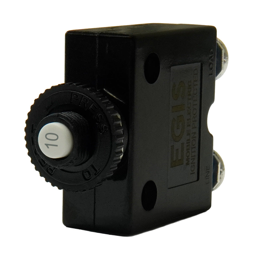 Egis 10A Push Button Panel Mount Circuit Breaker - Screw Terminals