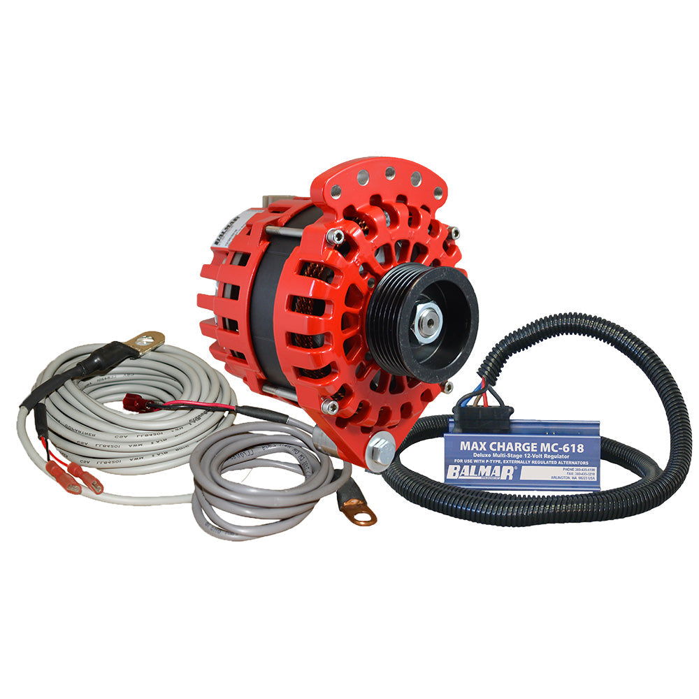 Balmar Alternator 1-2" Single Foot K6 Serpentine Pulley Regulator  Temp Sensor - 170A Kit - 12V