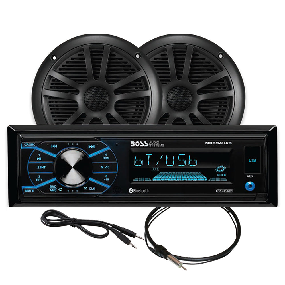 Boss Audio MCBK634B.6 Marine Stereo  6.5" Speaker Kit - Black