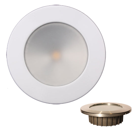 Lunasea Gen3 Warm White, RGBW Full Color 3.5 IP65 Recessed Light w/White Stainless Steel Bezel - 12VDC