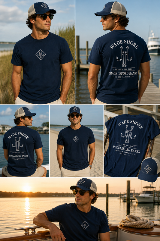 * ⚓️ Wade Shore™ Signature Tee - Navy Dual Print