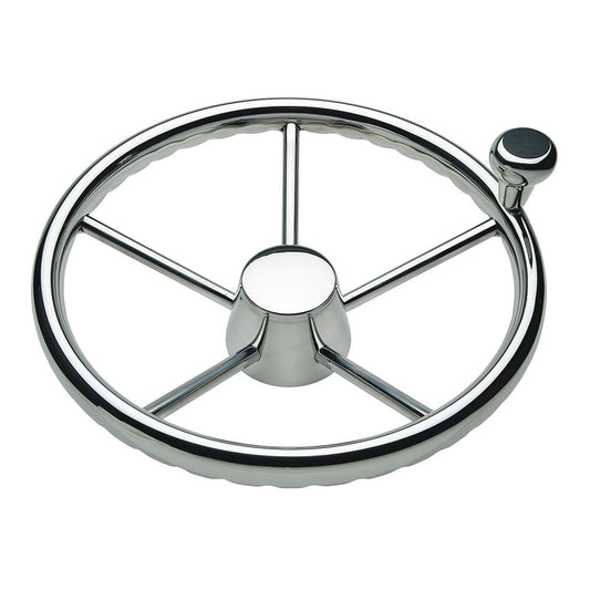 Schmitt Marine 170 Finger Grip Destroyer 5-Spoke 15.5" Stainless Steel Cap 3/4" Tapered Shaft w/Knob