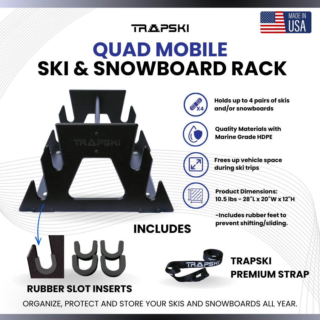 TRAPSKI QUAD All Mountain/Race/XC Ski and Standard Stance Snowboard Rack