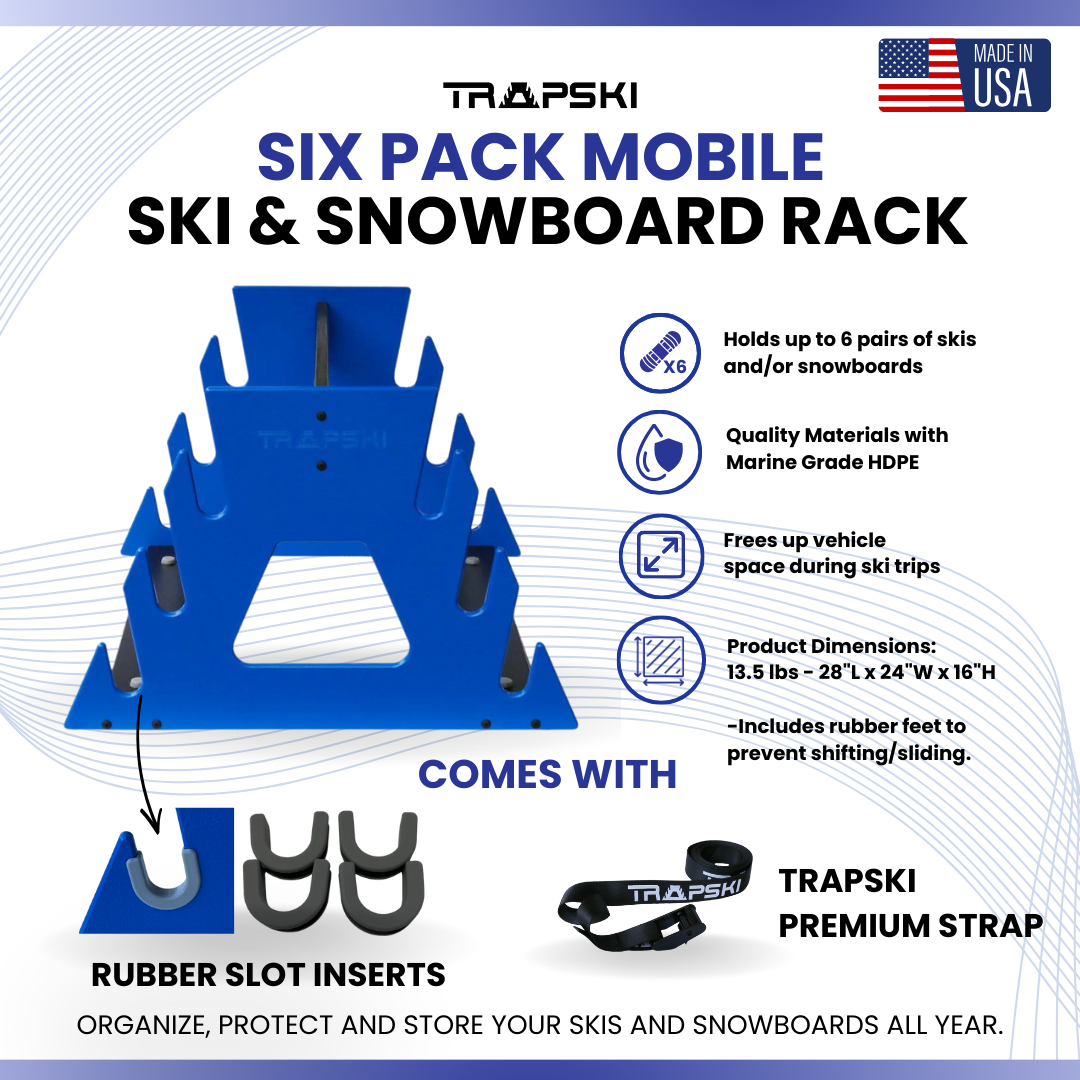 TRAPSKI SIX PACK All Mountain/Race/XC Ski and Standard Stance Snowboard Rack